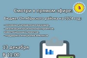 Глава Октябрьского района проведет прямой эфир на тему: «Бюджет Октябрьского района на 2024 год»