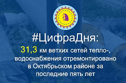 #ЦифраДня: 31,3 км ветхих сетей тепло-, водоснабжения отремонтировано в Октябрьском районе за последние пять лет
