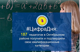 #ЦифраДня: 187 педагогов в Октябрьском районе получили и подтвердили свои квалификационные категории
