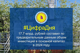 #ЦифраДня: 17,7 млрд. рублей составил по предварительным данным объем инвестиций в основной капитал в 2024 году